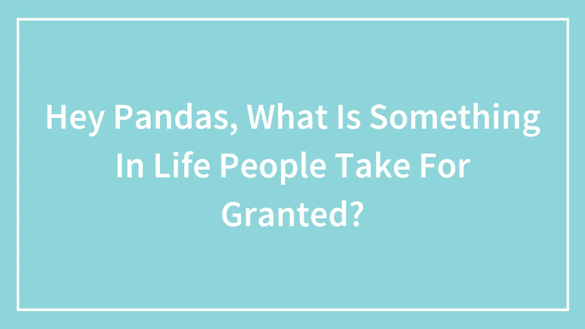 Hey Pandas, What Is Something In Life People Take For Granted?