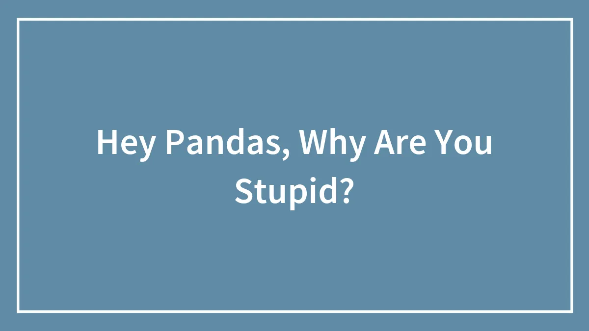 Hey Pandas, Why Are You Stupid?