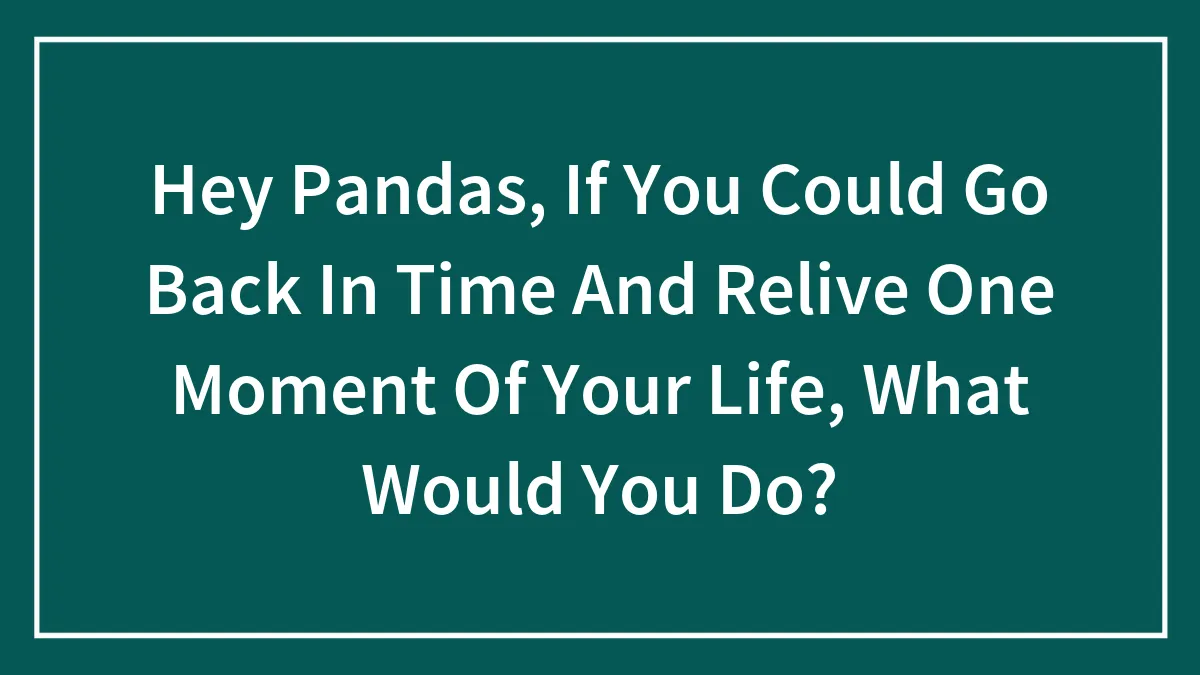 Hey Pandas, If You Could Go Back In Time And Relive One Moment Of Your Life, What Would You Do? (Closed)