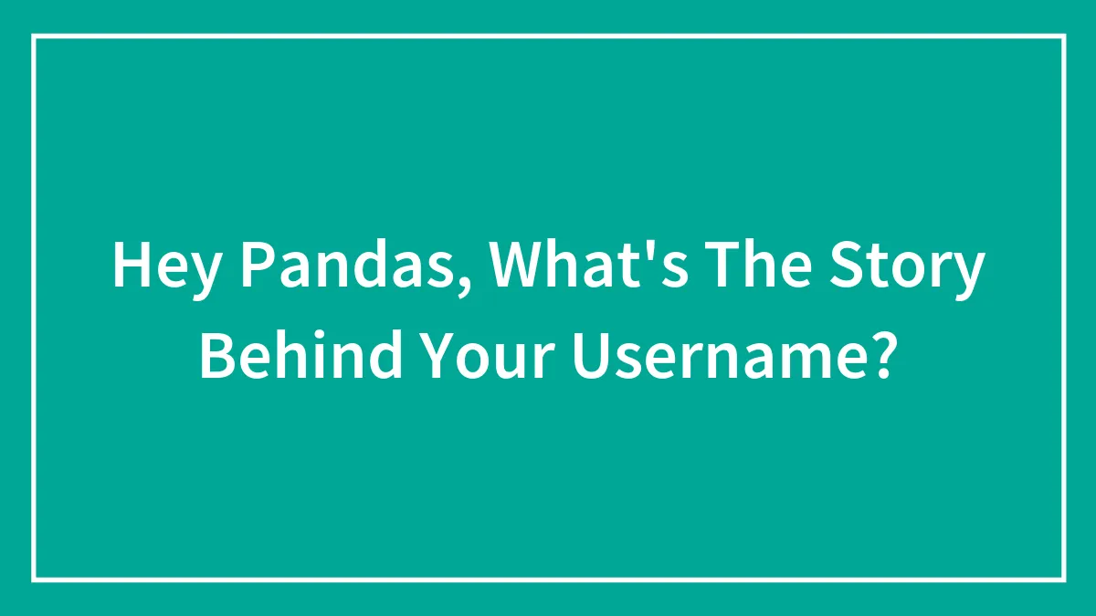 Hey Pandas, What's The Story Behind Your Username? (Closed)