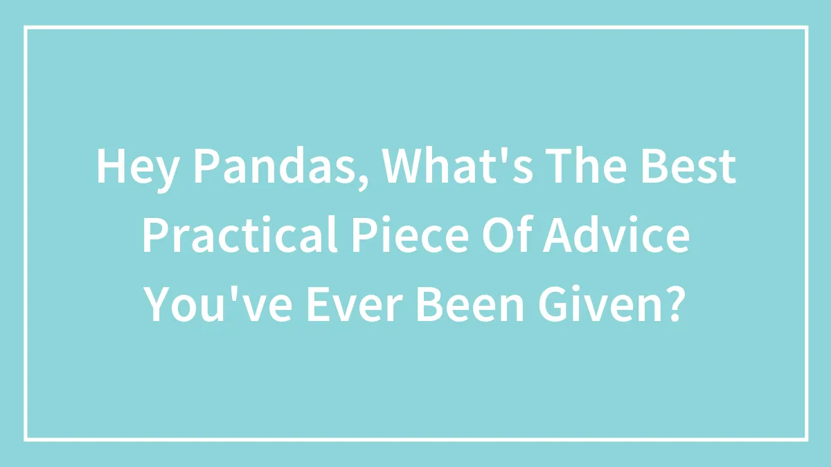 Hey Pandas, What's The Best Practical Piece Of Advice You've Ever Been Given? (Closed)
