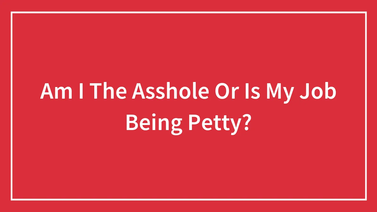 Am I The Asshole Or Is My Job Being Petty?