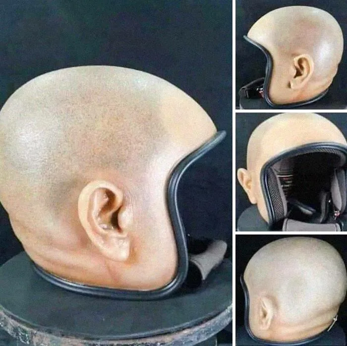 Realistic Human Head Motorcycle Helmet