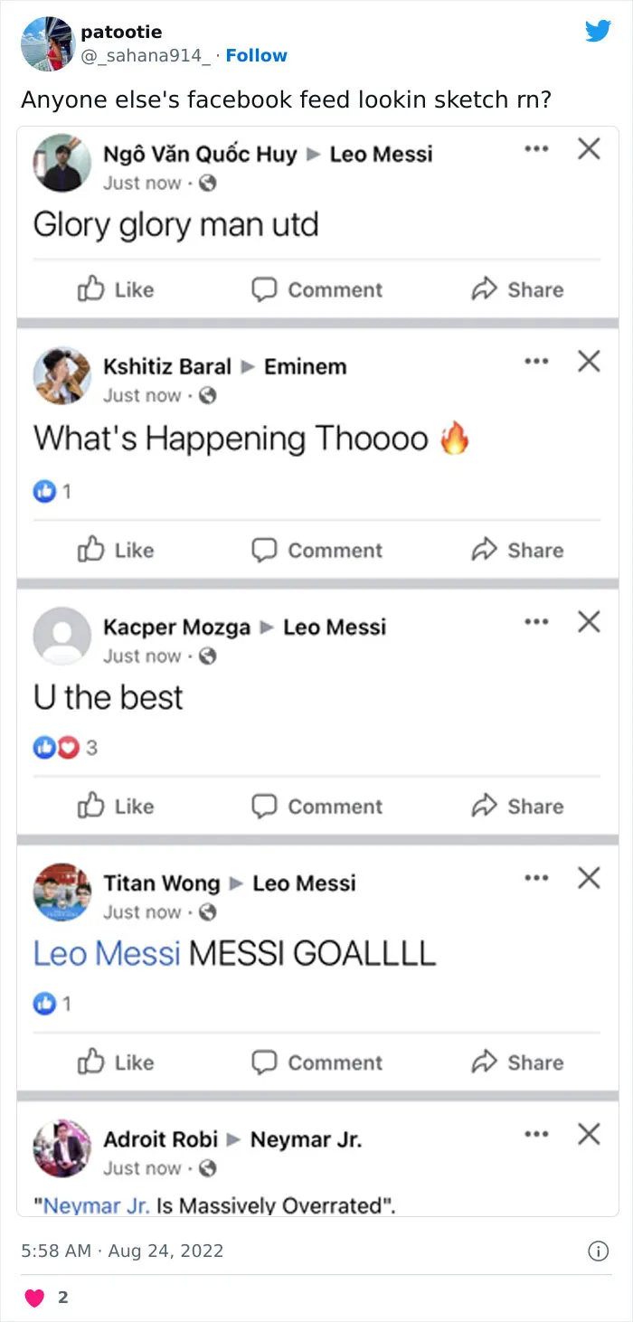 Newest Facebook Feed Glitch Has The Internet In Stitches (35 Reactions)
