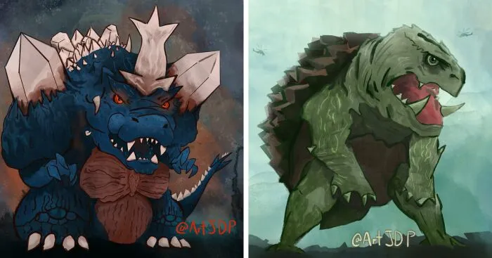 I Made These Illustrations Of Different Giant Monsters From Famous Kaiju Films (8 Pics)