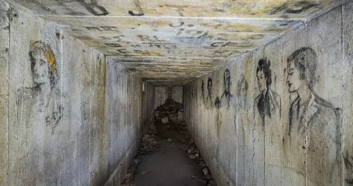 I Photographed This Old British WWII Air Raid Shelter—the Walls Lined With Portraits Of 1940s Women And Soldiers