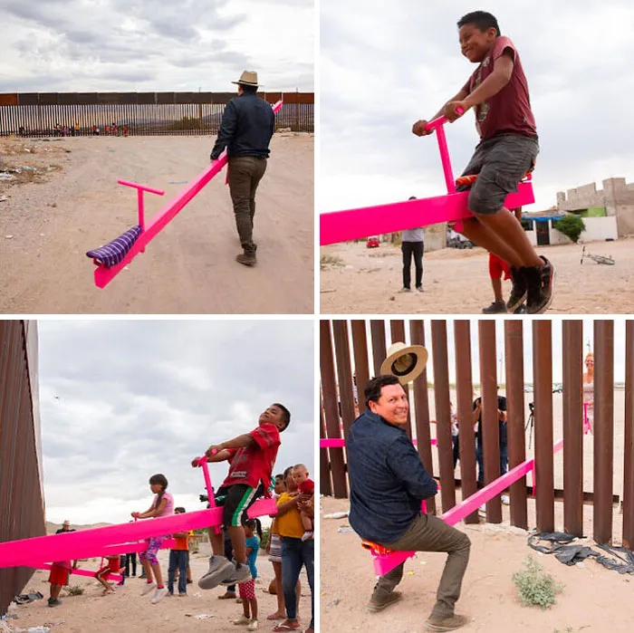 Teetertotters Slotted Through The U.S.-Mexico Border Wall By Ronald Rael And Virginia San Fratello