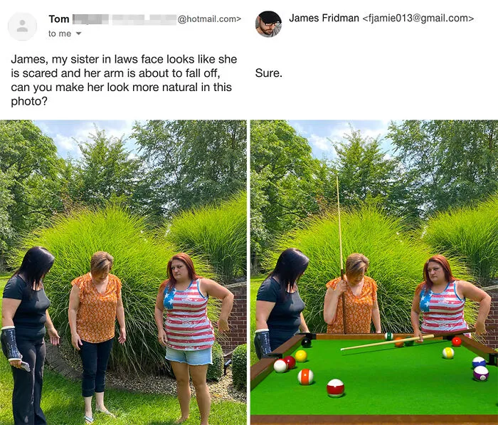New Hilarious Photoshop Edits By Master Troll James Fridman Who Takes Photo Requests Too Literally (18 Pics)