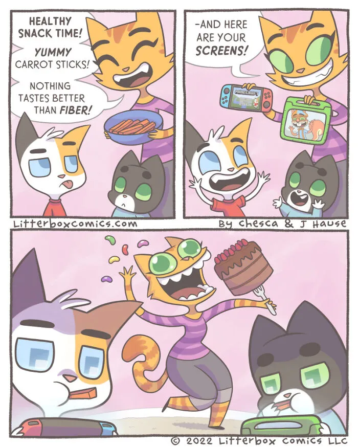 I Illustrate My Experience As A Modern-Day Parent In 30 Comics With A Feline Twist (New Pics)