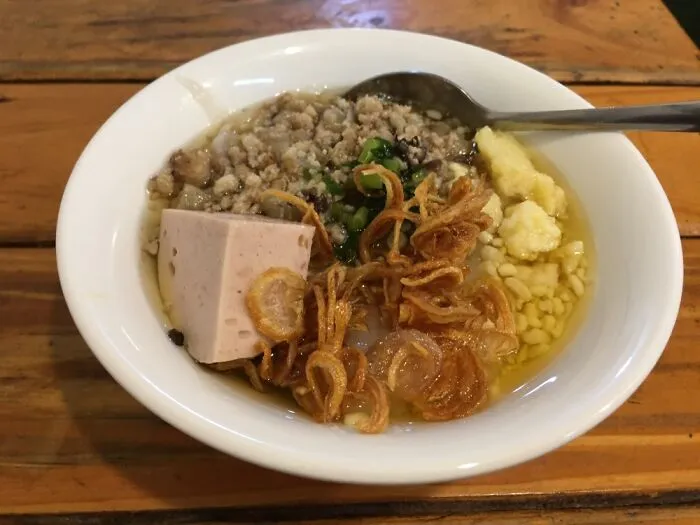 Rice Pudding With Mung Bean, Pork, Ham And Fish Sauce (Banh Duc). Very Popular In North Vietnam