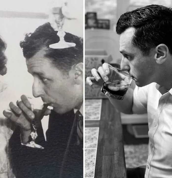 Side By Side Of My Grandfather At His Wedding And Myself