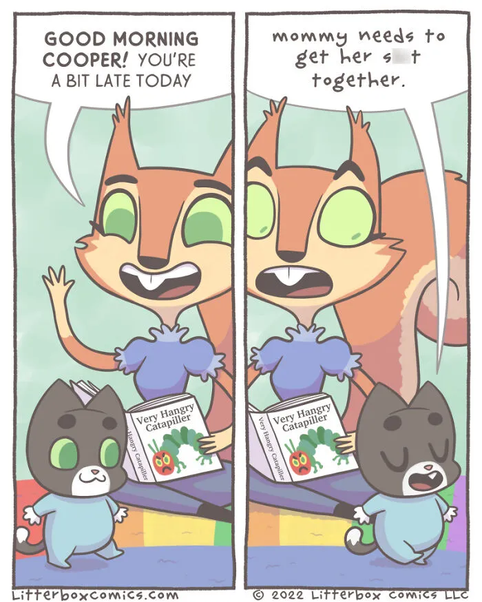 I Illustrate My Experience As A Modern-Day Parent In 30 Comics With A Feline Twist (New Pics)