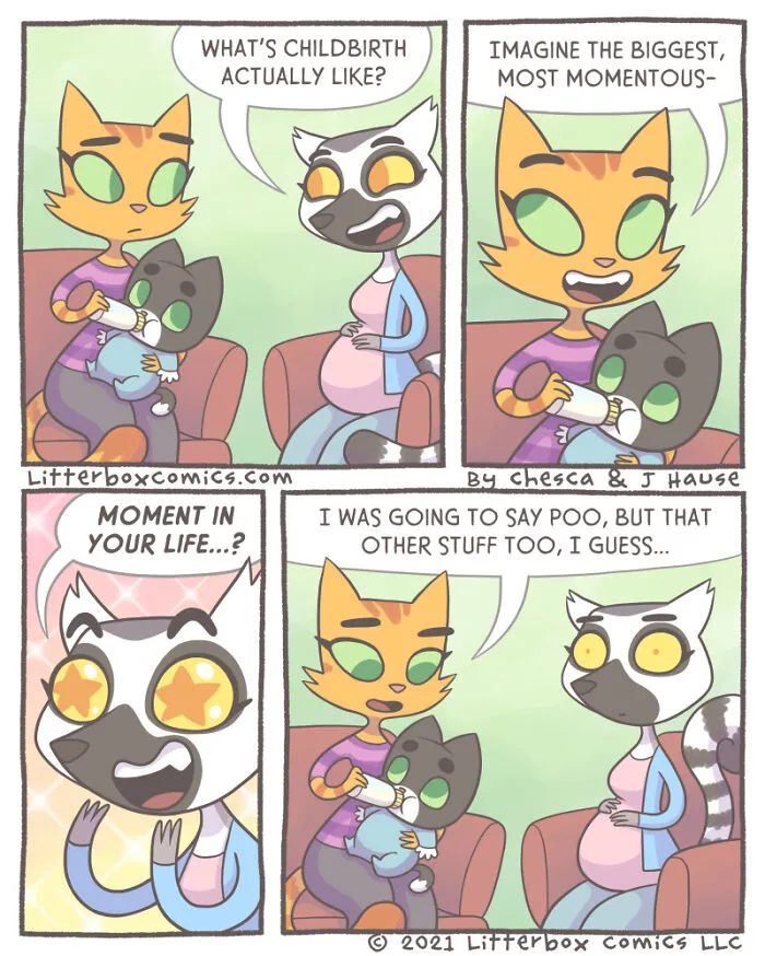 I Illustrate My Experience As A Modern-Day Parent In 30 Comics With A Feline Twist (New Pics)