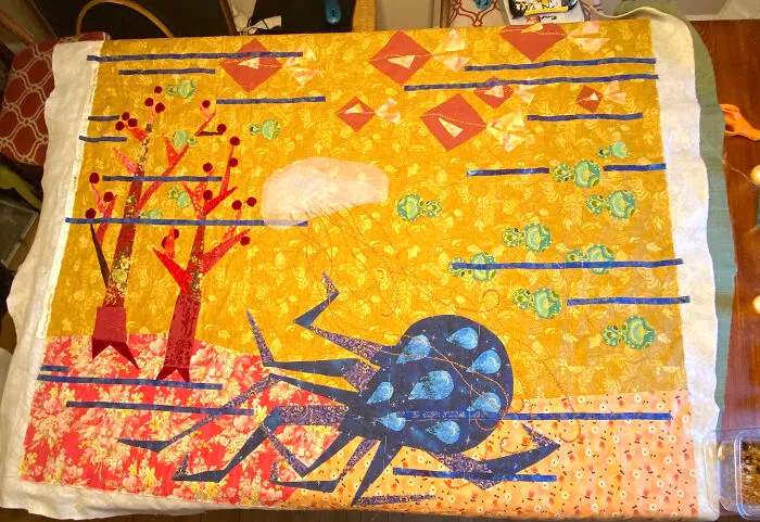Ocean . A Quilt That Is Appliqued, Beaded, Not Quite Finished