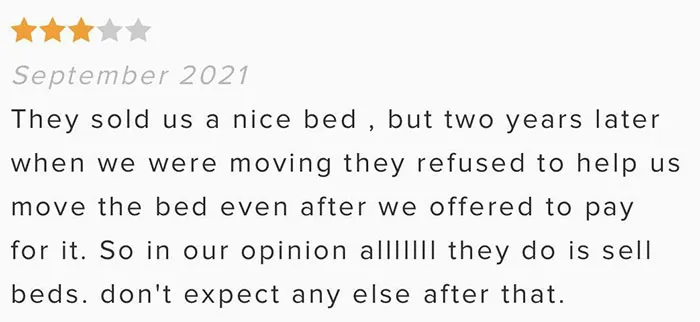 Customer Is Upset That A Mattress Store Won’t… Help Them Move…?