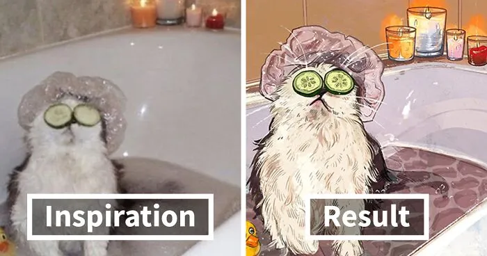 30 Of The Funniest Internet-Famous Cat Pics Get Illustrated By Catwheezie (New Pics)