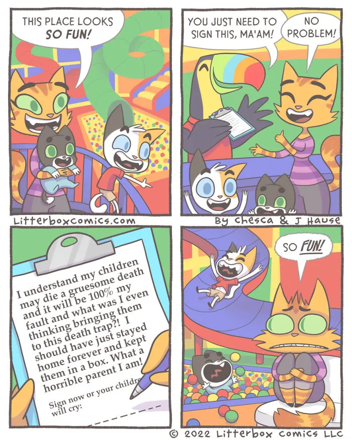 I Illustrate My Experience As A Modern-Day Parent In 30 Comics With A Feline Twist (New Pics)