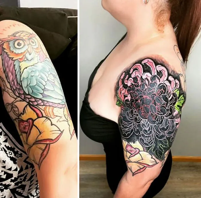 Este fue un anuncio que apareció en mi Instagram de una tienda de tatuajes sobre su diseño personalizado de cobertura
