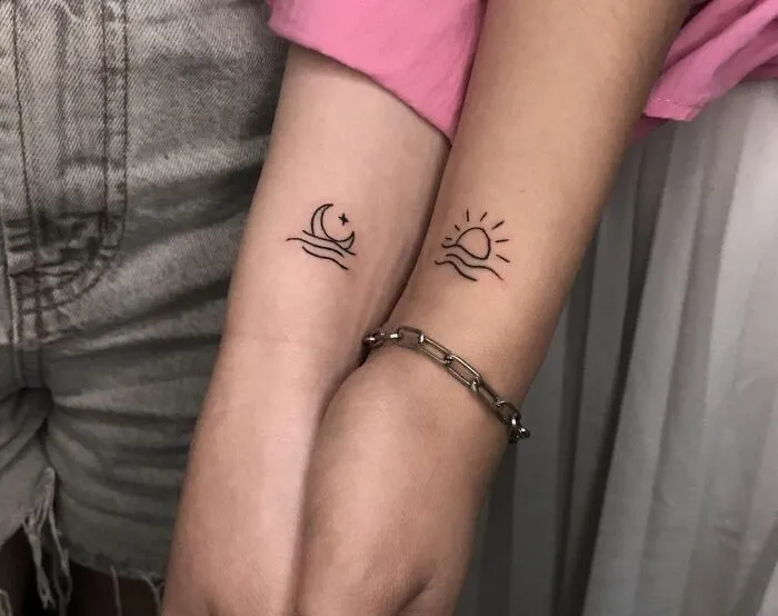 Moon And Sun Wrist Tattoos