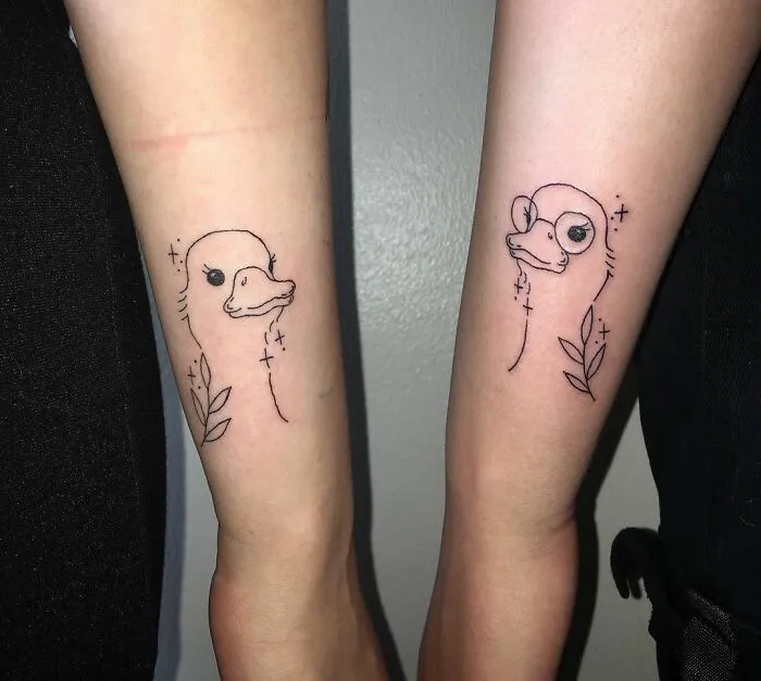 Matching Goose Forearm Tattoos