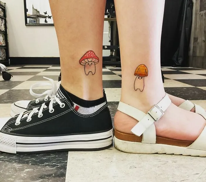 Cute Matching Mushroom Tattoos