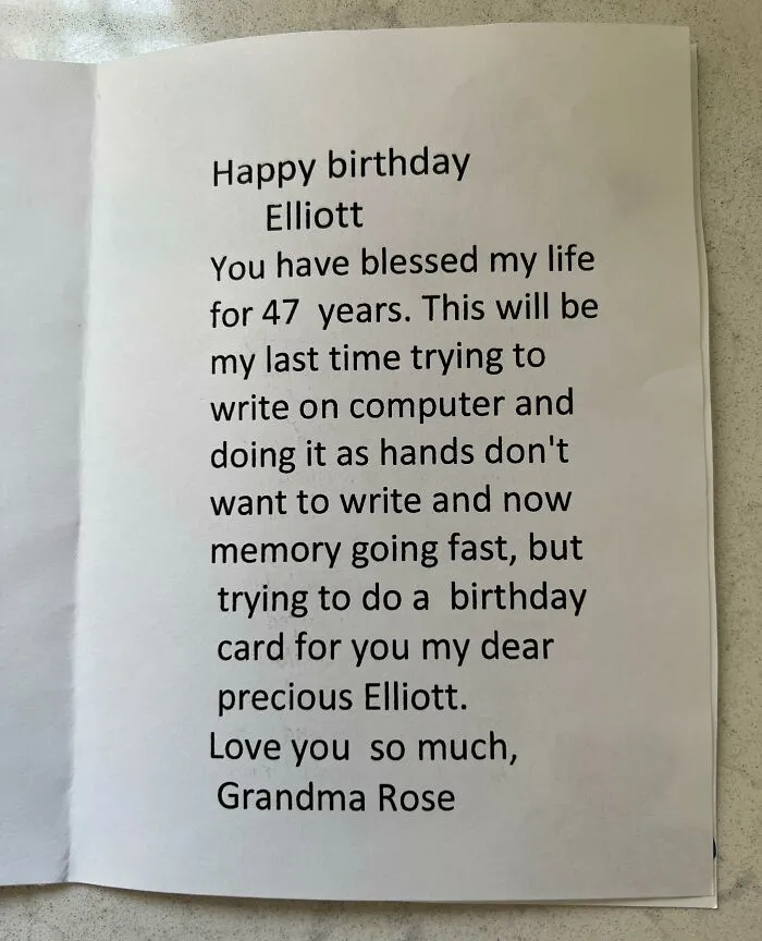 My 98-Year-Old Grandma Has Been Making Me Birthday Cards For Years. This One Is The Most Plain Of Them All, But Meant The Most