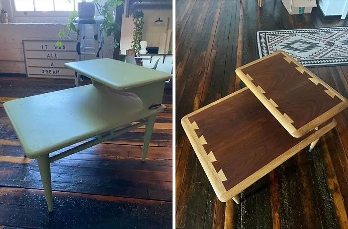 ¡Mesita Lane Acclaim cubierta con pintura verde arveja!
