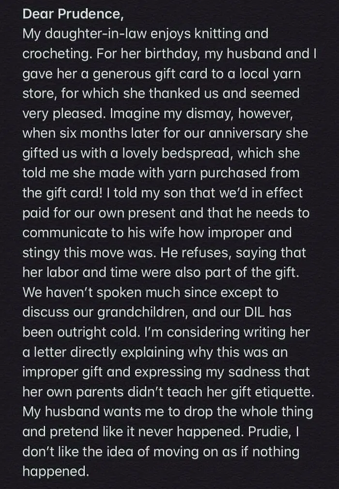 Choosing Beggar Shames Her Daughter In Law For Using A Gift Card She Gave Her To Make A Blanket For Them