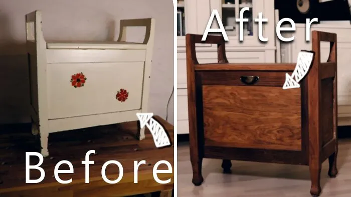 Stripped The Paint And Transformed It Into A Tilt Out Storage Cabinet