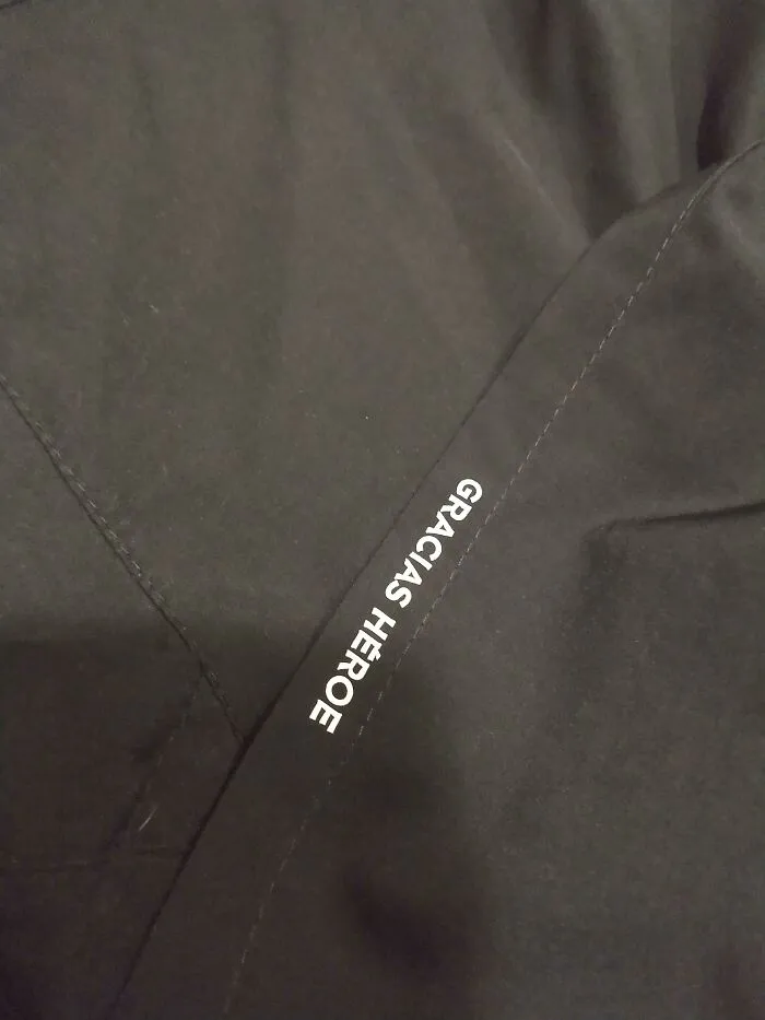 It Says "Thank You Hero" In Spanish, It's The Inside Edge Of My Medical Uniform
