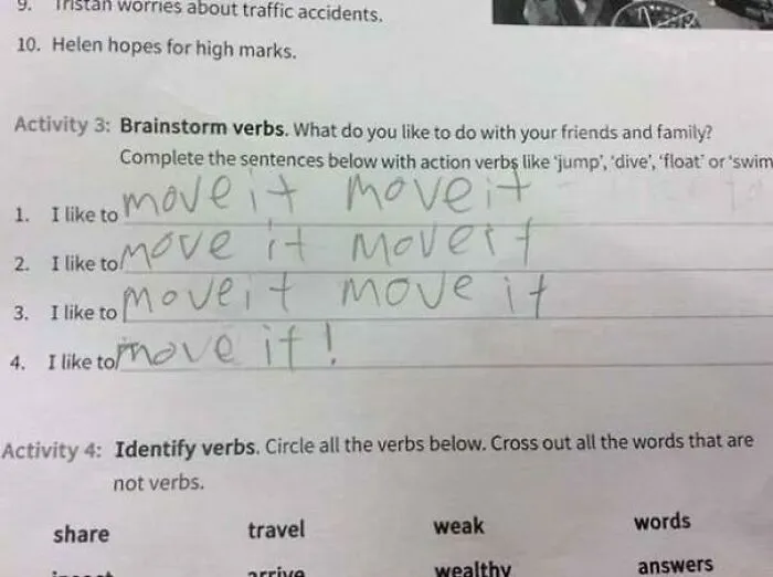 Answer On An English Exam Paper