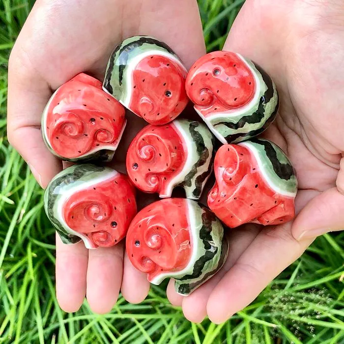 A Handful Of Miniature Ceramic Watermelephants I Have Been Working On Recently