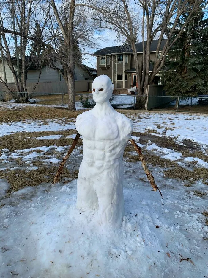 Este muñeco de nieve increíblemente detallado que hice junto a mis amigos