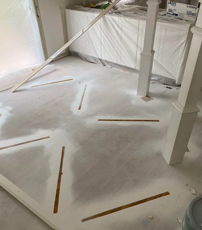 We Got Our Doors Painted During A Remodel And The Painters Forgot To Put The Plastic Covering On The Ground