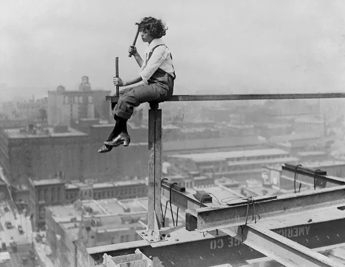 [august 16, 1920] After Finding The Bricklaying Business Too Full Of UPS And Downs, This Amazing Young Girl Decided To Take A Shot At Iron Girdering For A Change