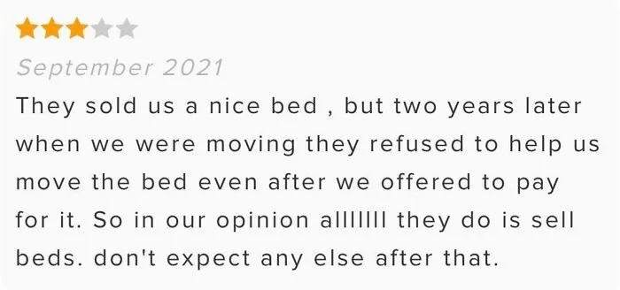 Customer Is Upset That A Mattress Store Won’t… Help Them Move?