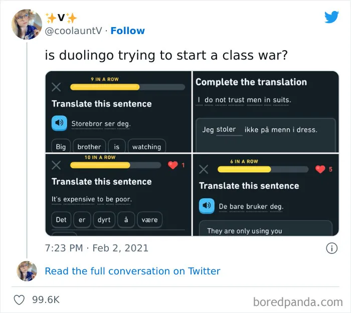 "Linguistic Gold Provided By Duolingo": 40 Of The Funniest And Most Unexpected Prompts Found On The App