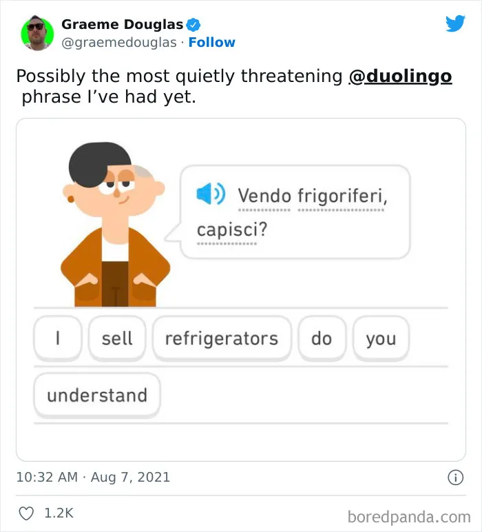 "Linguistic Gold Provided By Duolingo": 40 Of The Funniest And Most Unexpected Prompts Found On The App