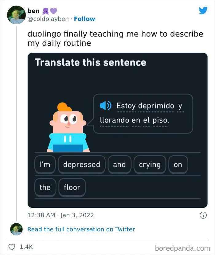"Linguistic Gold Provided By Duolingo": 40 Of The Funniest And Most Unexpected Prompts Found On The App
