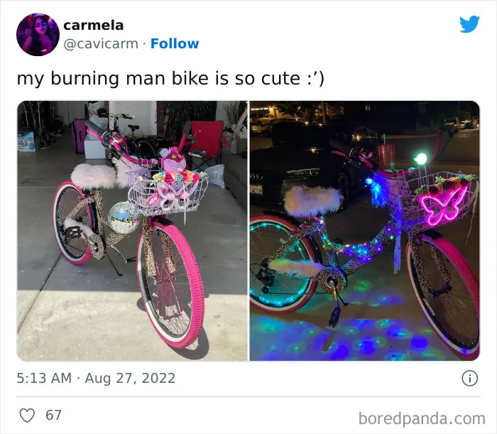 Pink bike with basket 
