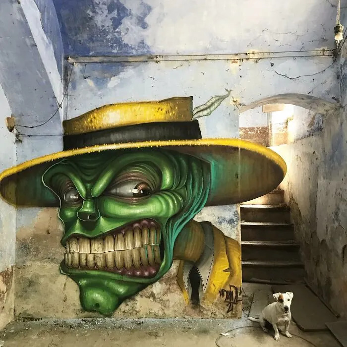 30 Graffiti Of Popular Characters With A Dark Twist Made By This Artist In Abandoned Buildings