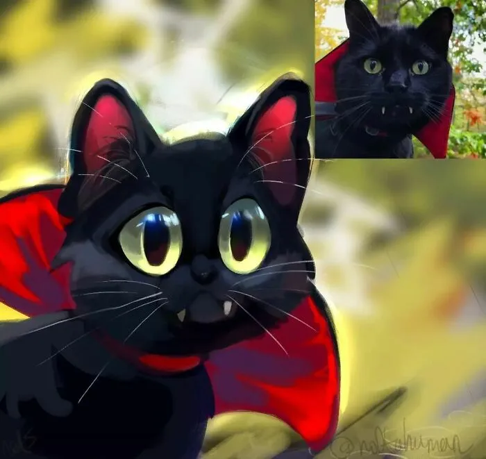 30 Divertidas fotos de animales convertidas en adorables dibujos, por “Mr. Lucifer”