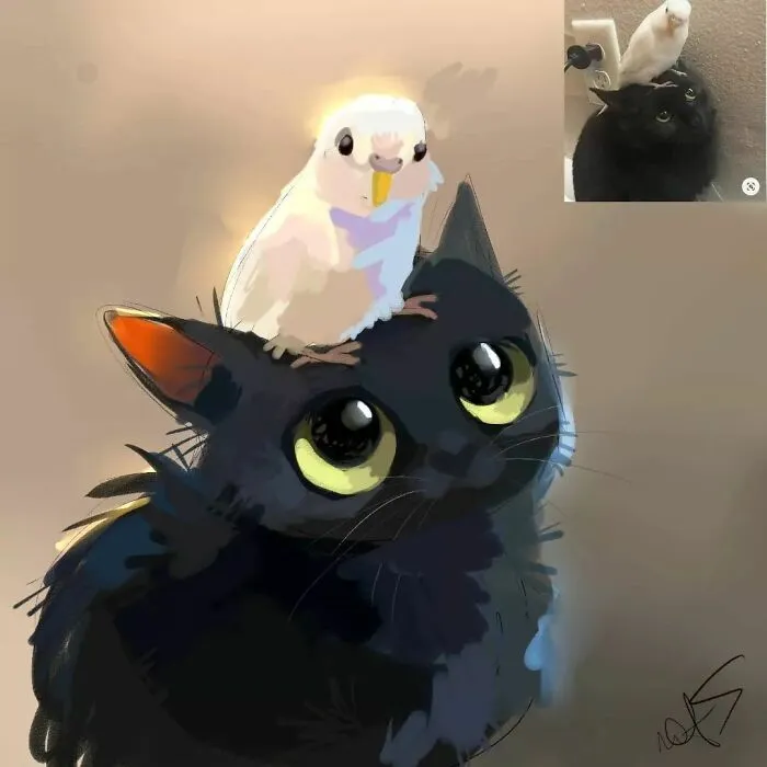 30 Divertidas fotos de animales convertidas en adorables dibujos, por “Mr. Lucifer”