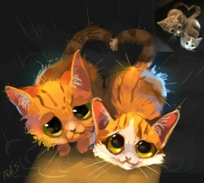 30 Divertidas fotos de animales convertidas en adorables dibujos, por “Mr. Lucifer”