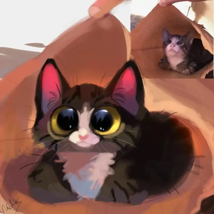 30 Divertidas fotos de animales convertidas en adorables dibujos, por “Mr. Lucifer”