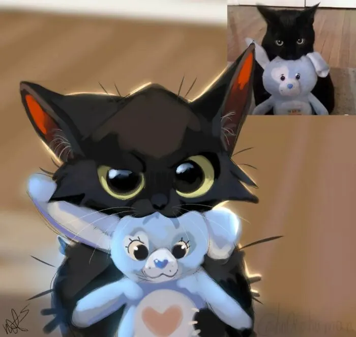 30 Divertidas fotos de animales convertidas en adorables dibujos, por “Mr. Lucifer”