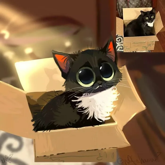 30 Divertidas fotos de animales convertidas en adorables dibujos, por “Mr. Lucifer”