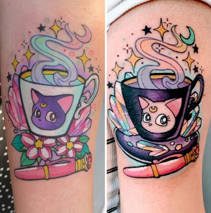 Colorful Matching Sailor Moon Inspired Tattoos