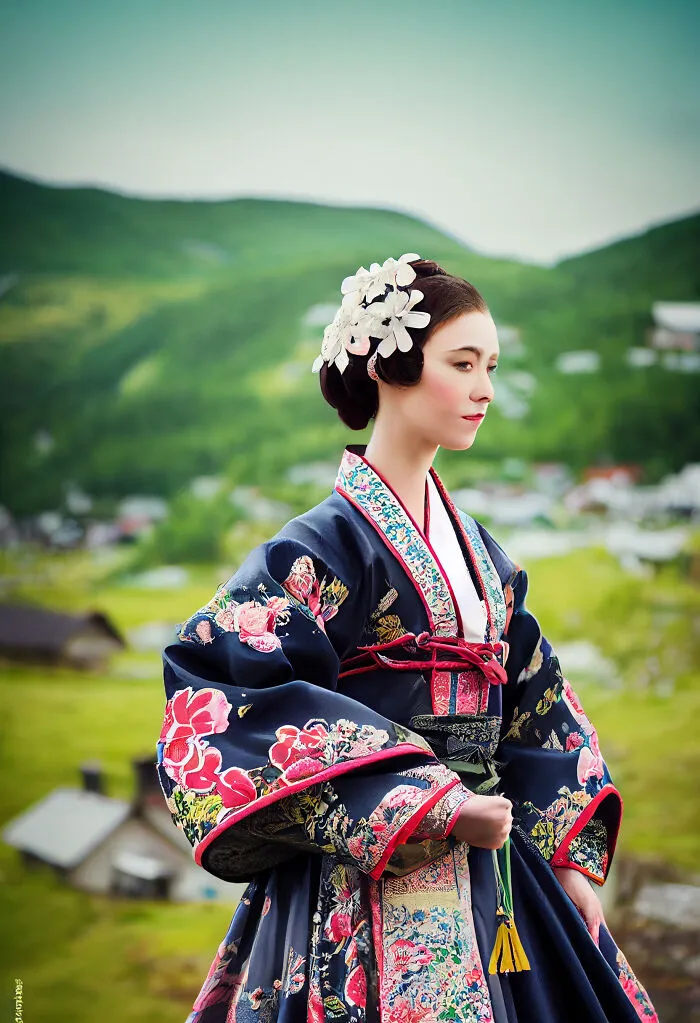 I Blend International Fashion Trends, And This Time Norway Meets Japan With A Traditional Bunad Combined With Kimono (6 Pics)
