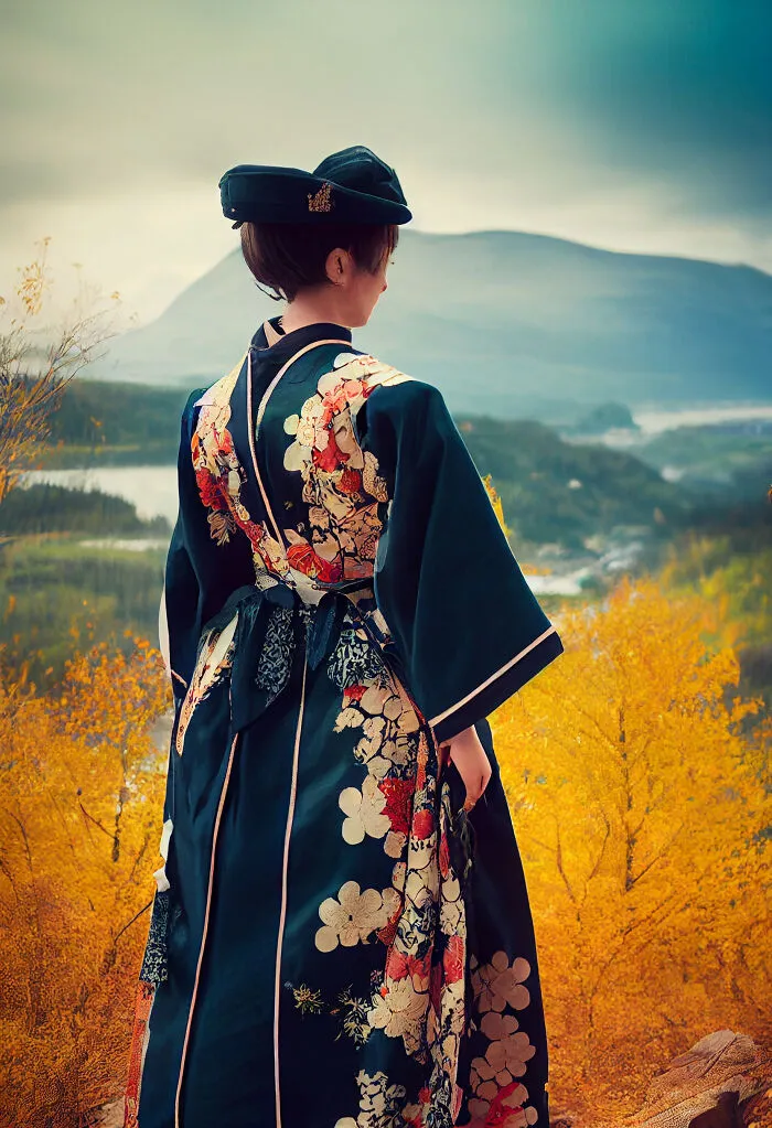 I Blend International Fashion Trends, And This Time Norway Meets Japan With A Traditional Bunad Combined With Kimono (6 Pics)
